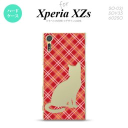 SO03J スマホケース Xperia XZs SO-03J カバー エクスペリア XZs 猫 チェック赤A nk-so03j-951【Xperia XZs SO-03J エクスペリア XZs  スマホケース スマホカバー】【メール便送料無料】
