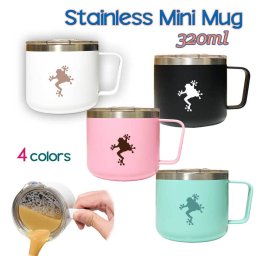 Fave カエル 蓋つき ステンレスマグカップ 320ml 保温 保冷 ステンレス マグカップ ふた 二重構造 オリジナル 両生類 爬虫類 ペット