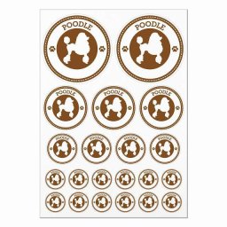 ドッグ ステッカー プードル ブラウン A4サイズ まとめて詰め合わせ 丸タイプ サイズ別 21枚セット 犬種別 シール カーステッカー 愛犬 キャンプ 持ち物 ドッグフード用 肉球マーク
