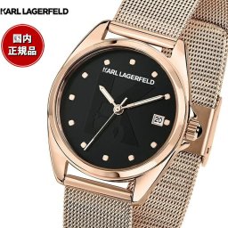 カール ラガーフェルド KARL LAGERFELD 腕時計 レディース ラウンド エッセンシャル ROUND ESSENTIALS ブラック サンレイ シグネチャー ダイヤル ローズゴールド メッシュ R0553107502