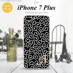 【iPhone7plus】【スマホケース/スマホカバー】【アイフォン7plus】iPhone7plus スマホケース カバー アイフォン7plus ソフトケース イニシャル 唐草 黒×白 nk-i7plus-tp1130ini【メール便送料無料】