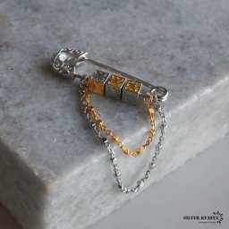 シルバー925 安全ピンピアス 唐草ピアス ゴールド 18KGP シルバー 大ぶり アラベスク チェーン フープ 片耳用1点セット お洒落 人気 トレンド 流行り 金属アレルギー対応 イヤリング