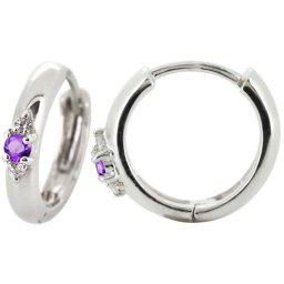 メンズ ピアス リング フープピアス プラチナ シンプル アメジスト 片耳 父の日 2024