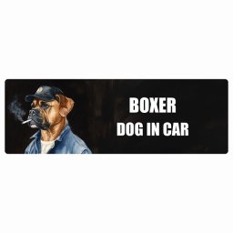 BOXER ボクサー DOG IN CAR カーステッカー 犬 作業服 ちょい悪 20x6.7cm 長方形 防水 屋外 屋内 ドッグオンボード デカール