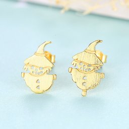 ピアス 両耳用 シルバー925 イエローゴールド シルバー スタッド 石なし 大きめ 大ぶり カジュアル モチーフ 魔女 ハロウィン パーティー ce0180