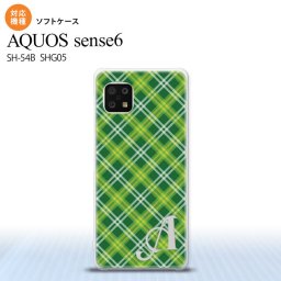 SH-54B SHG05 AQUOS sense6 スマホケース ソフトケース チェック A 緑 +アルファベット メンズ レディース nk-sens6-tp435i