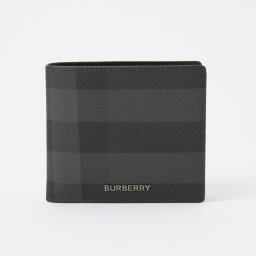 バーバリー BURBERRY 8064604 二つ折り財布 メンズ 財布 チャコールチェック バイフォールド コインウォレット ミニ財布 ロゴ 小銭入れ シンプル プレゼント お祝い 記念 コンパクト チャコール