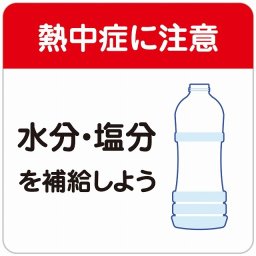熱中症対策 熱中症に注意 水分塩分を補給 レッドホワイト 案内 施設 ピクトサイン ステッカー シール 学校 体育館 屋内 屋外 施設 工場 現場 会社 作業 教育 安全対策