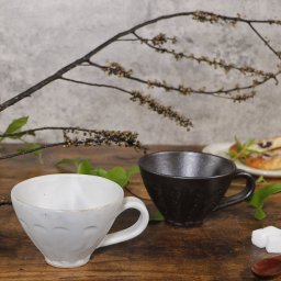 信楽焼 スープカップ 380ml（満水時） コーヒーカップ マグカップ 陶器 選べる2色 白楽/紫煙スープカップ  w406-05/w405-06