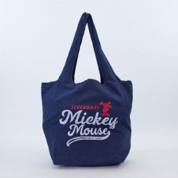 ディズニー ミッキー 折りたたみ 布製エコバッグ M ロゴ ネイビー 20L