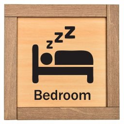 Bedroom ベッドルーム 木枠付 木製プレート サインプレート ドアプレート ピクトサイン 四角形 個人向け トイレ バス ベッド リビング キッチン 作業 起こさないで ノック 開放 駐車 防犯 節電 電気 猫 ペットボトル びん 缶 男子