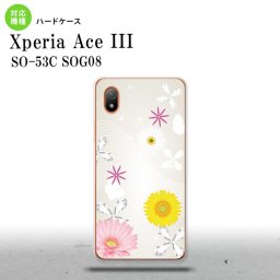 SO-53C SOG08 ワイモバイル Xperia Ace III スマホケース 背面ケース ハードケース 花柄 ミックス B 白 2022年 6月発売 nk-so53c-274