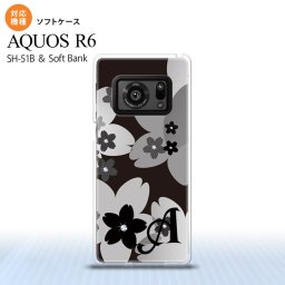 SH-51B AQUOS R6 AQUOS R6 スマホケース ソフトケース 花柄 サクラ C 黒 +アルファベット メンズ レディース nk-r6-tp061i