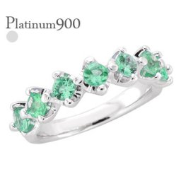 エタニティリング プラチナ プラチナ900 pt900 エメラルド 5月誕生石 3mm 7石 指輪 ハーフエタニティリング レディース ジュエリー アクセサリー  プレゼント ギフト 人気 おすすめ 送料無料