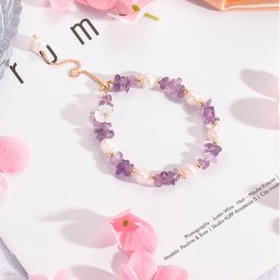 パープル ブレスレット 紫 水晶 アクセサリー 小物 キレイ 装飾 おしゃれ プレゼント レディース 結婚式 パーティー 撮影 メール便 送料無料
