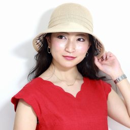 DAKS レディース 綿ロード ダウンハット 日本製 チェック 柄 春 夏 帽子 Mサイズ 婦人 ダックス サマーニット ミセス クロシェハット 涼しい 日よけ UV対策 手洗い可 つば裏 ハウスチェック ベージュ 母の日 ギフト 女性 誕生日 プレゼント 敬老の日