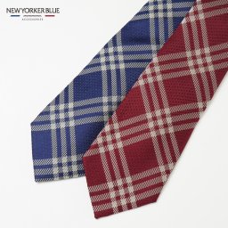 NEWYORKER BLUE（ニューヨーカーブルーネクタイ）チェック柄ネクタイ　紺、赤 ブランド ネクタイ【送料無料】ビジネス フレッシャーズ プレゼント ギフト クリスマス　結婚式 ネクタイピン スーツ ビジネス  NB898936