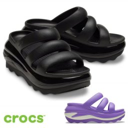 クロックス サンダル 厚底 レディース crocs ブラック 黒 ギャラクシー パープル メガ クラッシュ トリプル ストラップ 209842  履きやすい ふわふわストラップ 