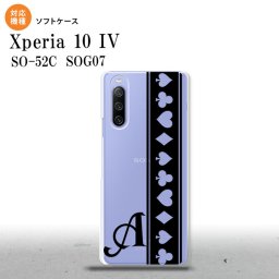 SO-52C SOG07 Xperia 10IV スマホケース 背面ケースソフトケース トランプ 帯 黒 クリア +アルファベット 2022年 7月発売 nk-xp104-tp528i