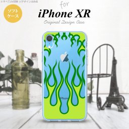 iPhoneXR iPhone XR スマホケース ソフトケース ファイヤー 炎 クリア 緑 メンズ レディース nk-ipxr-tp1315