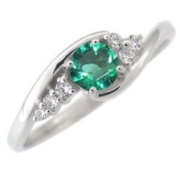 プラチナ エンゲージリング エメラルド 婚約指輪 一粒