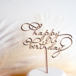 【送料無料】木製 ケーキ トッパー〈Happy Birthday〉ピック pick 誕生日 カリグラフィー おしゃれ スマッシュ クレイ 1歳 ハーフ バースデー お食い初め 100日祝い 飾り ファースト フォト ウッド wood ダミー 2歳 3歳 数字 cake パーティー ベビー アイテム グッズ ナチュラル お祝い デコレーション