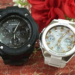 恋人たちのGショックペアウォッチ G-SHOCK BABY-G   Gスチール G-MS カシオ 2本セット  電波ソーラー GST-W100G-1BJF MSG-W100-7A2JF  ラッピング無料　