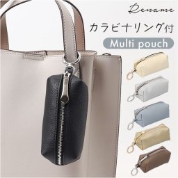 マルチポーチ ミニ 通販 ポーチ ミニポーチ コインケース 小銭入れ キーポーチ イヤホンケース カラビナリング キーリング 小物入れ リップ 口紅 アクセサリー おやつ お菓子 充電器 カギ 鍵 シンプル コンパクト Rename リネーム RPG24016