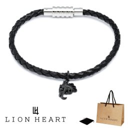 正規品 ライオンハート LION HEART ブレスレット レザーブレスレット 04B122 04B122SM ステンレス 316L サージカルステンレス レザー キュービックジルコニア ライオン ハウル モチーフメンズ ブラック シルバー 男性 ギフト プレゼント おすすめ 誕生日 クリスマス バレンタイン お祝い 新品 送料無料