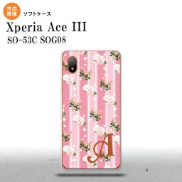 SO-53C SOG08 ワイモバイル Xperia Ace III スマホケース 背面ケースソフトケース 花柄 バラ レース ピンク +アルファベット 2022年 6月発売 nk-so53c-tp269i