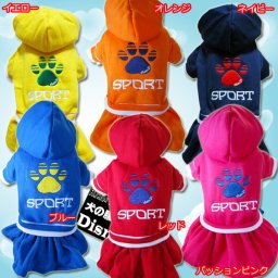 犬服 SPORT あったか裏起毛ワンピース ( 中型犬用 ) 防寒着 スカート 秋冬服 柴犬 バグ