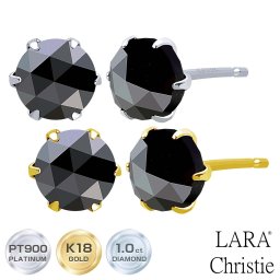 ララクリスティー ピアス レディース Pt900 K18 ブラックダイヤモンド 計1ct ローズカット 6本爪 le56-0017 LARA Christie