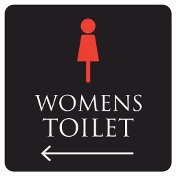 トイレ 御手洗 TOILET トイレマーク ブラック＆カラー WOMENS 左 矢印 ピクトサイン ステッカー シール 塩ビ製 サイン ウォールステッカー インテリア 施設 案内