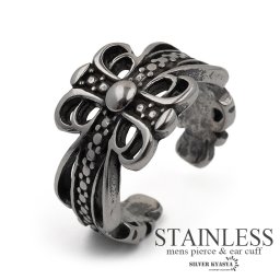 ステンレス メンズ シルバー クロスイヤーカフ フェイクピアス ノンホール ユニーク 十字架 クロス 金属アレルギー対応 耳の穴不要 片耳用 1点 父の日 イヤリング 男性