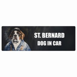 ST. BERNARD セントバーナード DOG IN CAR カーステッカー 犬 作業服 ちょい悪 15x5cm 長方形 防水 屋外 屋内 ドッグオンボード デカール