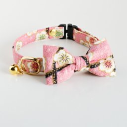 【楽天1位】 猫 首輪 リボン 和柄 安全ベルトのツーウェイ２点セット 鈴 セーフティバックル付 ハゲない  【猫雑貨招福】