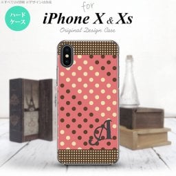 【iPhoneX】【スマホケース/スマホカバー】【アイフォンX】iPhoneX スマホケース ケース アイフォンX イニシャル ドット・水玉 赤×茶 nk-ipx-1645ini【メール便送料無料】