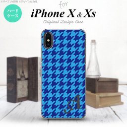 【iPhoneX】【スマホケース/スマホカバー】【アイフォンX】iPhoneX スマホケース ケース アイフォンX イニシャル 千鳥柄(大) 青 nk-ipx-919ini【メール便送料無料】