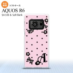 SH-51B AQUOS R6 AQUOS R6 スマホケース ソフトケース 花柄 ドット リボン ピンク +アルファベット メンズ レディース nk-r6-tp351i
