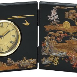 【送料無料】 山中漆器 初音　屏風時計（中）なごみや本舗【刻印可】（高級 工芸品 お歳暮 外国人 お土産 日本製 ギフト 海外発送可 プレゼント お土産 御礼 お祝 記念 置時計 誕生日  お中元）なごみや本舗