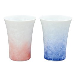 京焼･清水焼 花結晶(白地青赤) ペアフリーカップ ／グラス 食器 キッチン用品 結婚祝い プレゼント ギフト 結婚内祝い お返し おしゃれ 友達 メッセージ のし 職場 ハイセンス 人気 出産祝い 出産内祝い 送料無料 2026 送料無料 ギフト プレゼント プチギフト 内祝い 快気祝い 出産祝い 結婚祝い 引出物 新築祝い お返し