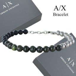 アルマーニ エクスチェンジ ブレスレット メンズ レディース ユニセックス ビーズ 天然石 シルバー ブラック ブランド アクセサリー ギフト プレゼント 誕生日 記念日 成人 卒業 入学