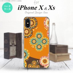 【iPhoneX】【スマホケース/スマホカバー】【アイフォンX】iPhoneX スマホケース カバー アイフォンX エスニック花柄 オレンジ×茶 nk-ipx-1584【メール便送料無料】