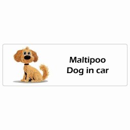 Maltipoo マルプー Dog IN CAR カーステッカー 犬 アメリカン カートゥーン スタイル アニメ風 20x6.7cm 長方形 防水 屋外 屋内 ドッグオンボード デカール