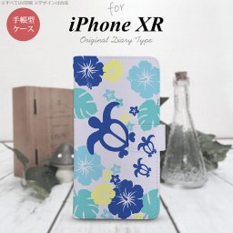 iPhoneXR iPhone XR 手帳型スマホケース カバー ホヌ ハイビスカス 青  nk-004s-ipxr-dr1107