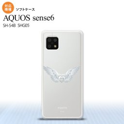 SH-54B SHG05 AQUOS sense6 スマホケース ソフトケース 白翼 ハート グレー メンズ レディース nk-sens6-tp472