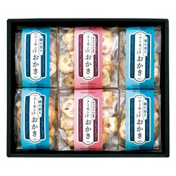 冬の贈り物お歳暮 アーモンド入りおかき ふたつの味くらべ アーモンドおかき（潮の香り）（32g）×4、アーモンドおかき（キャラメル風味）（55g）×2