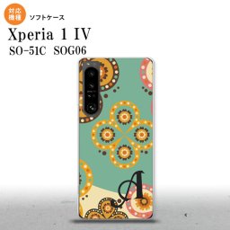 SO-51C SOG06 XPERIA 1 IV Xperia 1 IV スマホケース 背面ケースソフトケース エスニック 花柄 緑 ベージュ +アルファベット メンズ レディース nk-xp14-tp1581i