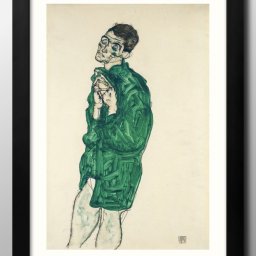 エゴン シーレ 目を閉じた緑のシャツの自画像 A3 サイズ ポスター アート おしゃれ 絵画 インテリア 北欧 イラスト マット紙 艶消し アートパネル 額 フレーム デザイン 壁掛け ギフト 新築祝い ディスプレイ 引越し祝い　新生活　空間デザイン 