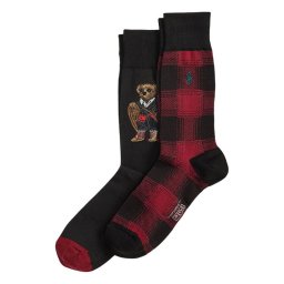 ポロラルフローレン：HOLIDAY BEAR ソックス 2PK (ブラック)[ソックス/ 男性下着/ メンズインナー/人気ブランド/おすすめギフト/誕生日プレゼント/メンズファッション]